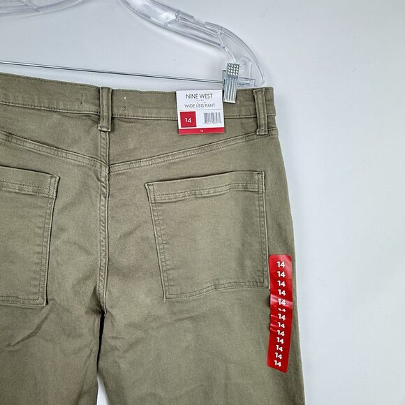 NINE WEST Women's Wide-Leg Jeans Green With Pockets Pants Size 14 New - Picture 15 of 16